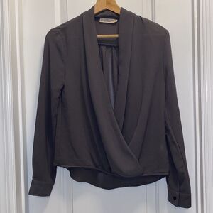 Elodie Open Front Blouse Gray size XS